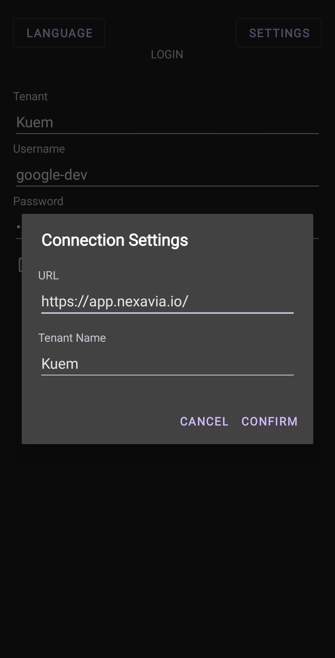 Mobile multi-tenant login screen