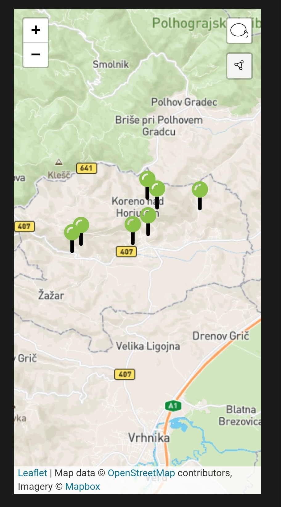 Mobile map view screen