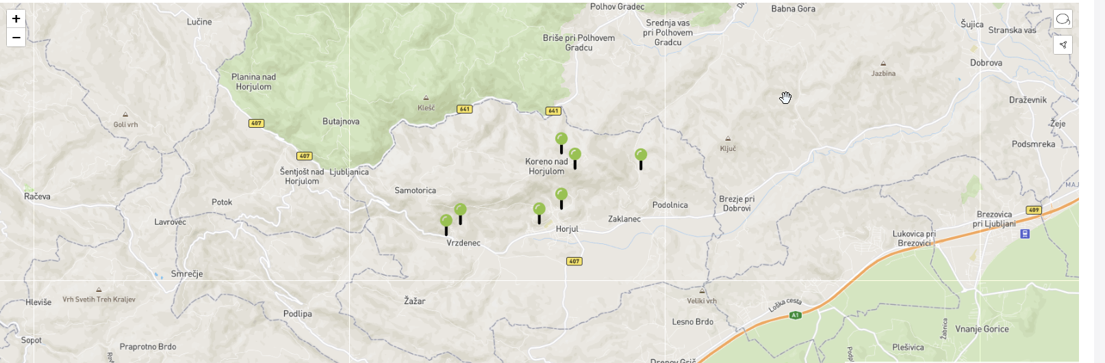 Web map overview screen