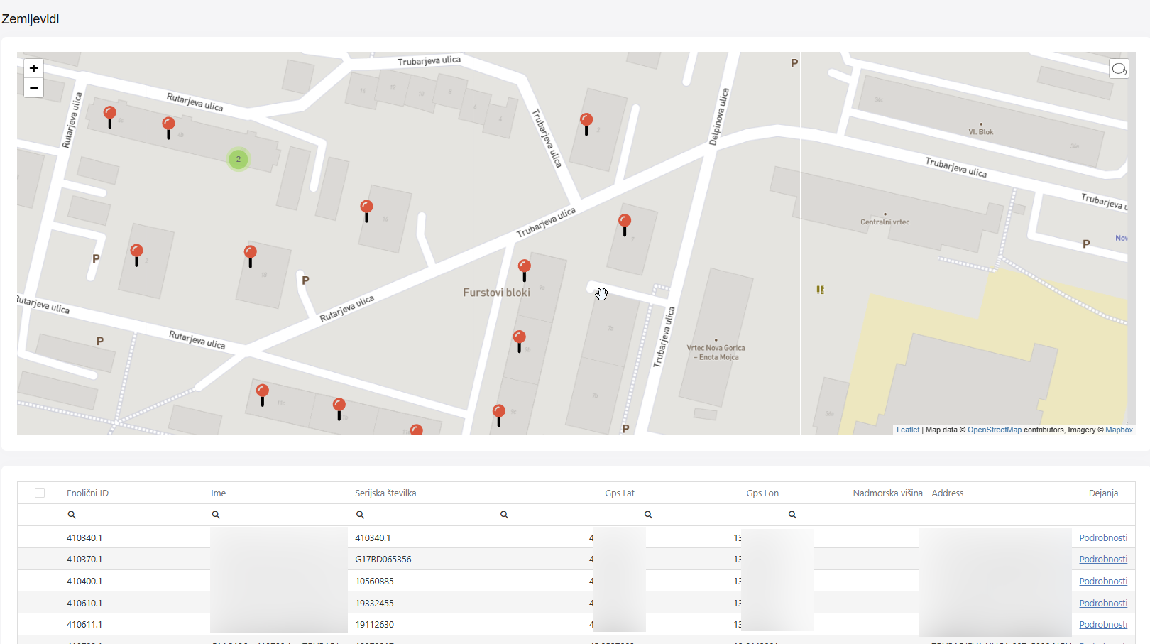 Web map view screen