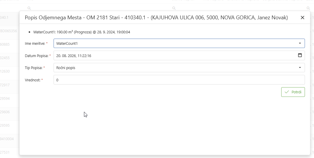 Web reading by order number screen