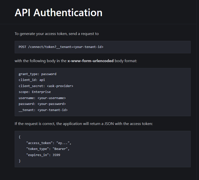 Web REST API screen