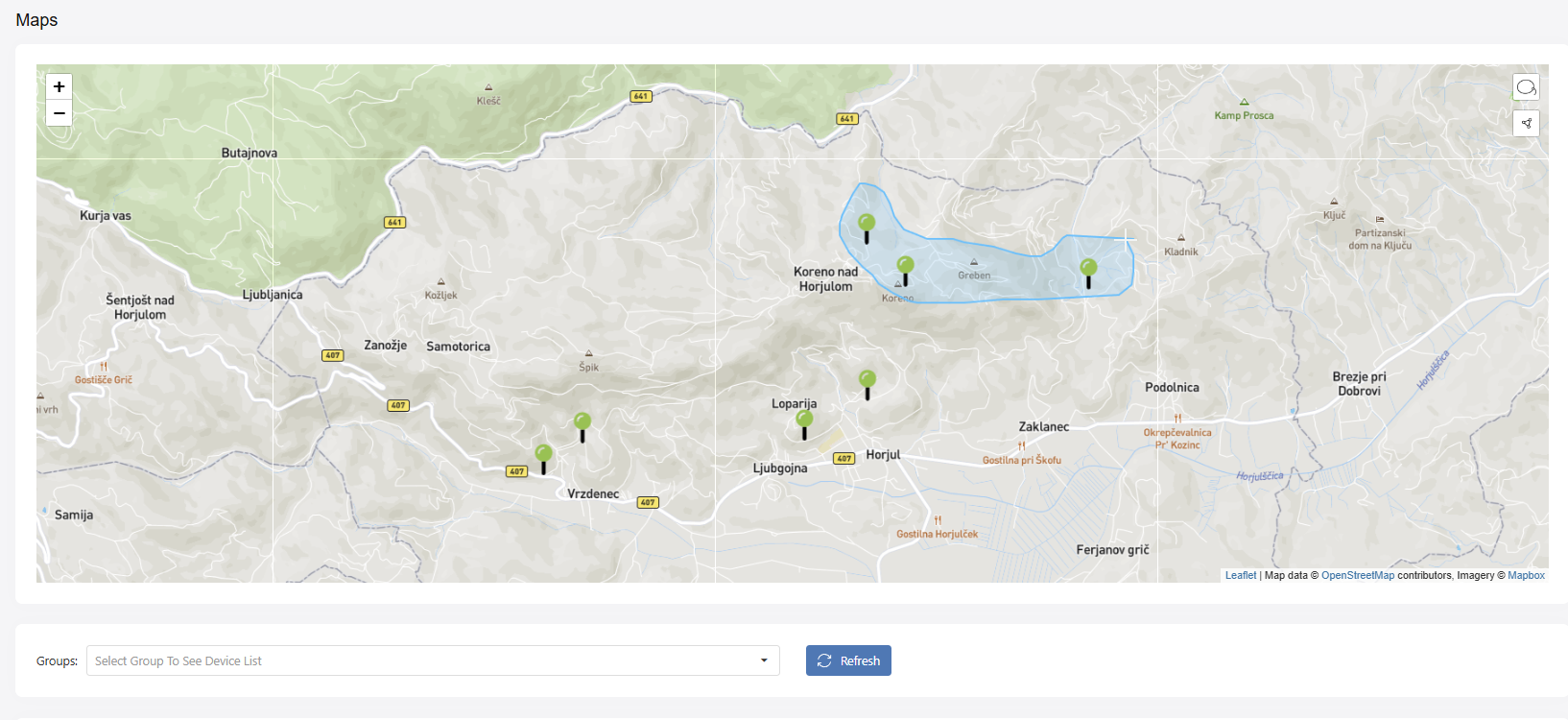 Web route optimization screen