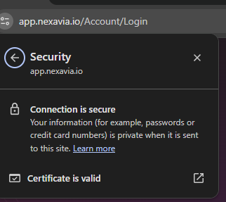 Web secure connection screen